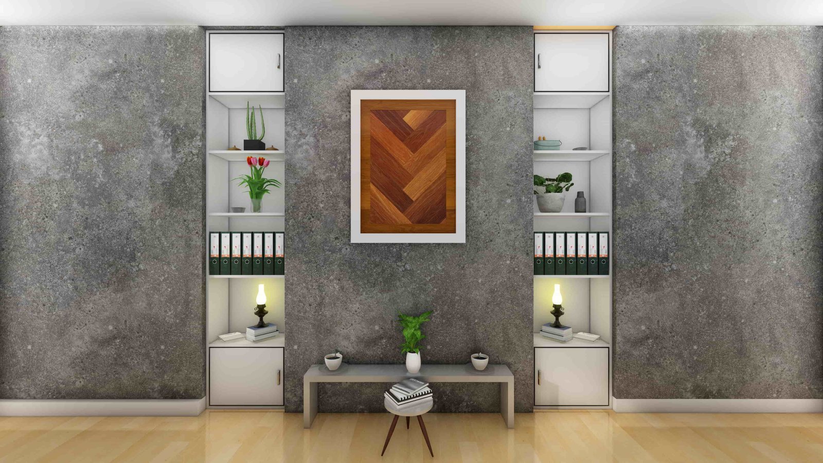 Modern interior design with wall decor
